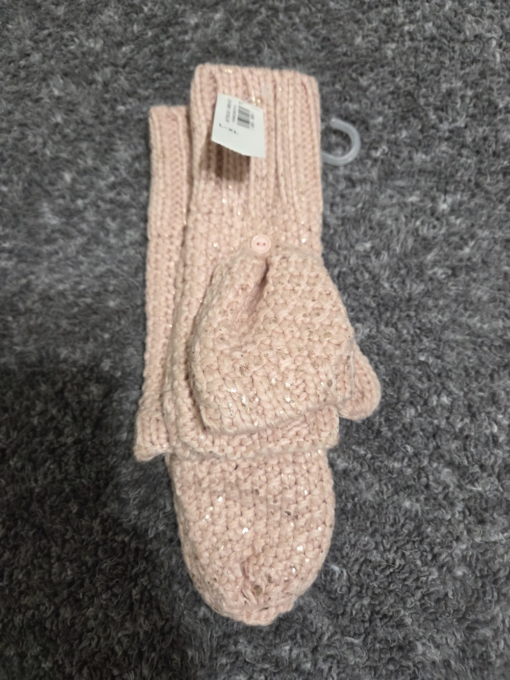 Old Navy Kids Pink Knit Convertible Mittens with Sparkle